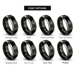 font options for inside engraving on black & grey floral heart wreath rings