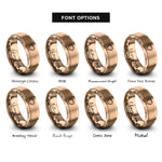 font options for inside engraving on rose gold floral heart wreath rings