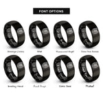 font options for inside engraving on black floral horseshoe rose rings