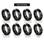 font options for inside engraving on black & silver floral keys rings