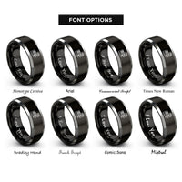 font options for inside engraving on black & silver floral keys rings