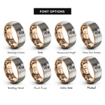 font options for inside engraving on rose gold & grey floral keys rings