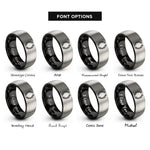 font options for inside engraving on black & silver floral oval wreath rings