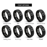 font options for inside engraving on black floral oval wreath rings