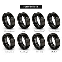font options for inside engraving on black floral oval wreath rings