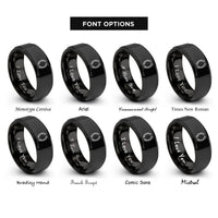 font options for inside engraving on black floral oval wreath rings