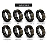 font options for inside engraving on gunmetal & black floral oval wreath rings