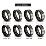 font options for inside engraving on black & gray floral paw rings