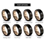 font options for inside engraving on black & rose gold floral paw rings