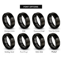 font options for inside engraving on black floral paw rings