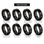 font options for inside engraving on black floral paw rings