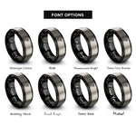 font options for inside engraving on black & gray floral violin rose rings
