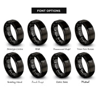 font options for inside engraving on black floral violin rose rings