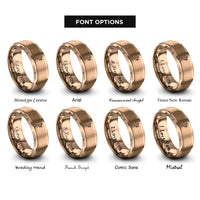 font options for inside engraving on rose gold floral violin rose rings