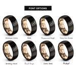 font options for inside engraving on black & rose gold florida rings