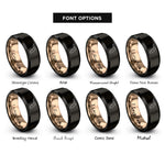 font options for inside engraving on black & rose gold florida rings