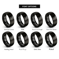 font options for inside engraving on black florida rings