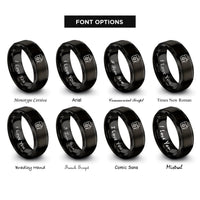 font options for inside engraving on black floss icon rings