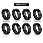 font options for inside engraving on black floss icon rings