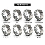font options for inside engraving on gray floss icon rings