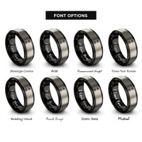font options for inside engraving on black & gray floss skein rings