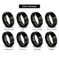 font options for inside engraving on black floss skein rings