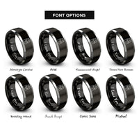 font options for inside engraving on black & gray flour bag rings
