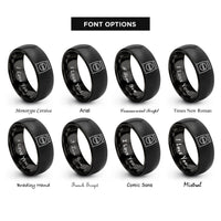 font options for inside engraving on black flour bag rings