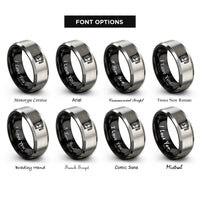 font options for inside engraving on black & silver flour sifter rings