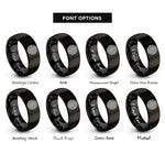 font options for inside engraving on black flow field streamlines rings