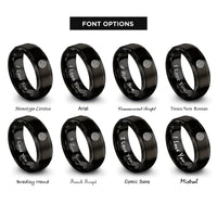 font options for inside engraving on black flow field streamlines rings