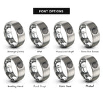 font options for inside engraving on gray flow field streamlines rings