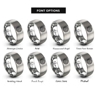 font options for inside engraving on gray flow field streamlines rings