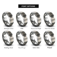font options for inside engraving on gray flow field streamlines rings