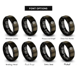 font options for inside engraving on gunmetal & black flow field streamlines rings