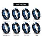 font options for inside engraving on blue & grey flowchart rings