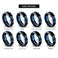 font options for inside engraving on blue & grey flowchart rings