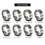 font options for inside engraving on gray flowchart rings
