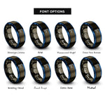 font options for inside engraving on gunmetal & blue flowchart rings