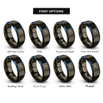 font options for inside engraving on gunmetal & blue flowchart rings
