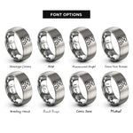 font options for inside engraving on grey flowchart nodes rings