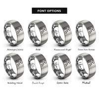 font options for inside engraving on grey flowchart nodes rings