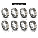 font options for inside engraving on silver flowchart nodes rings