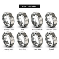 font options for inside engraving on grey flowchart nodes rings