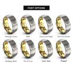 font options for inside engraving on gold & grey flower cookie cutter rings