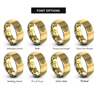 font options for inside engraving on gold & gray flower cookie cutter rings