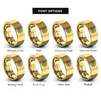 font options for inside engraving on gold flower cookie cutter rings
