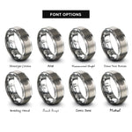 font options for inside engraving on grey flower cookie cutter rings