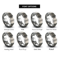 font options for inside engraving on grey flower cookie cutter rings