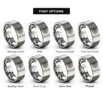 font options for inside engraving on grey flower cookie cutter rings